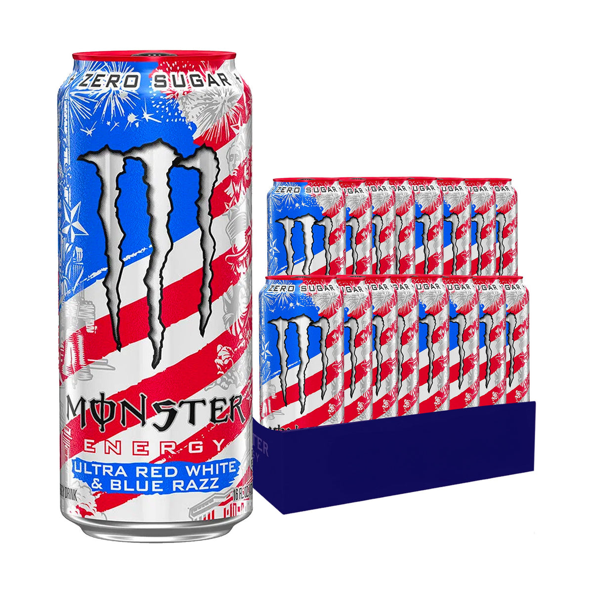 Monster Energy Ultra Red White & Blue Razz 473 mL, 18 Pack