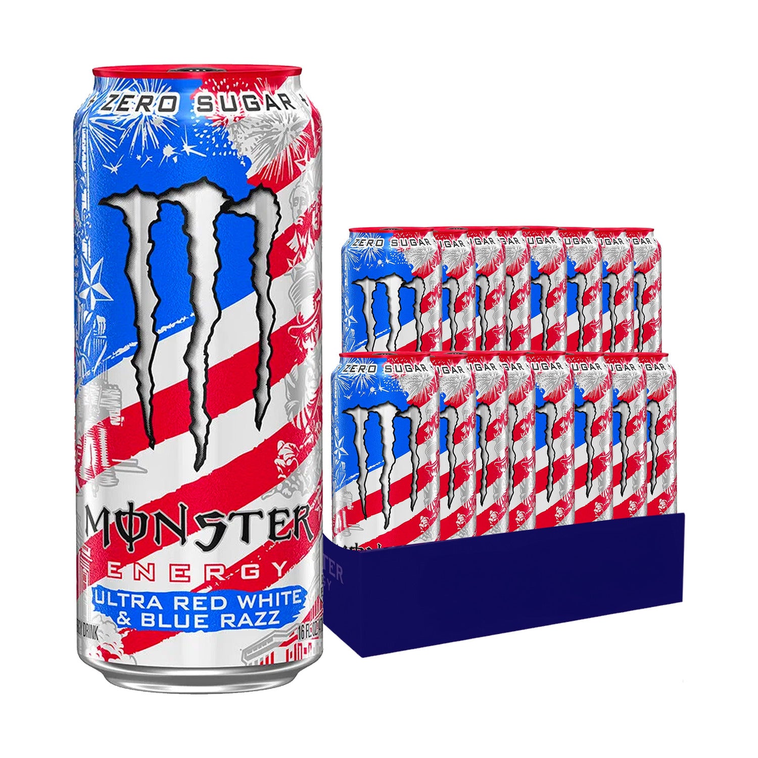 Monster Energy Ultra Red White & Blue Razz 473 mL, 18 Pack