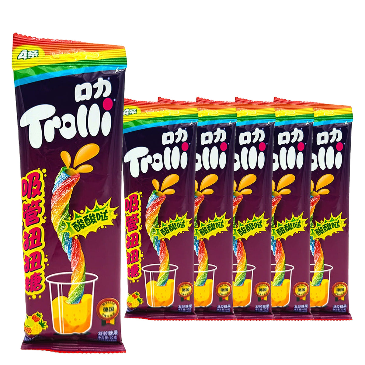 Trolli Rainbow Twisty Straws 40 g / 1.4 oz case of 6 bags