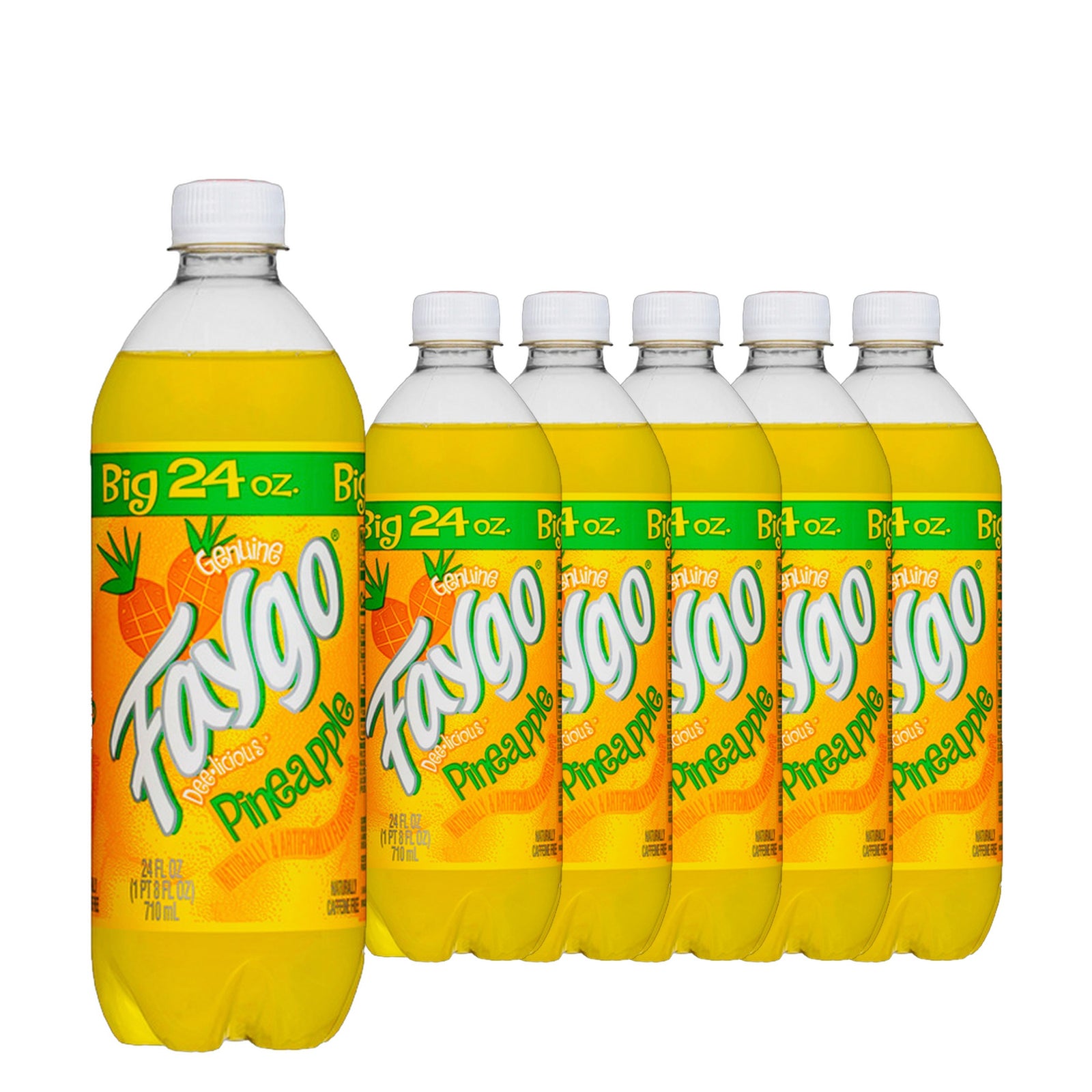 Faygo Pineapple 710 mL / 24 fl oz case of 6 plastic bottles