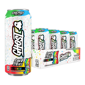 Ghost Energy Zero Sugar Sour Strips Rainbow 16 oz Case 12 Pack