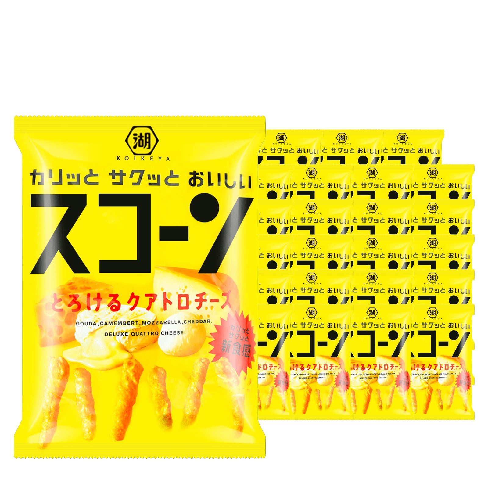 Koikeya Quattro Cheese Corn Puffs 78 g Case, 24 pack
