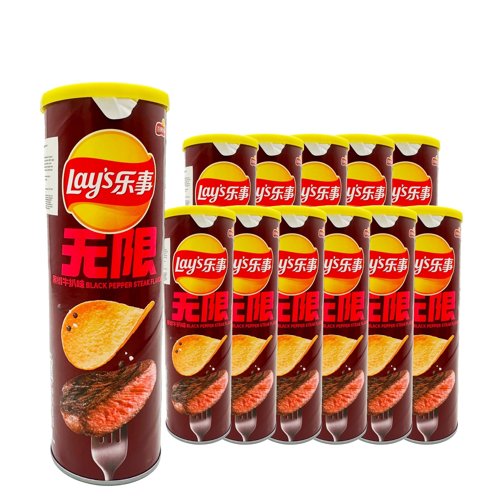 Lay's Stax Black Pepper Steak 90 g / 3.2 oz case of 12 canisters