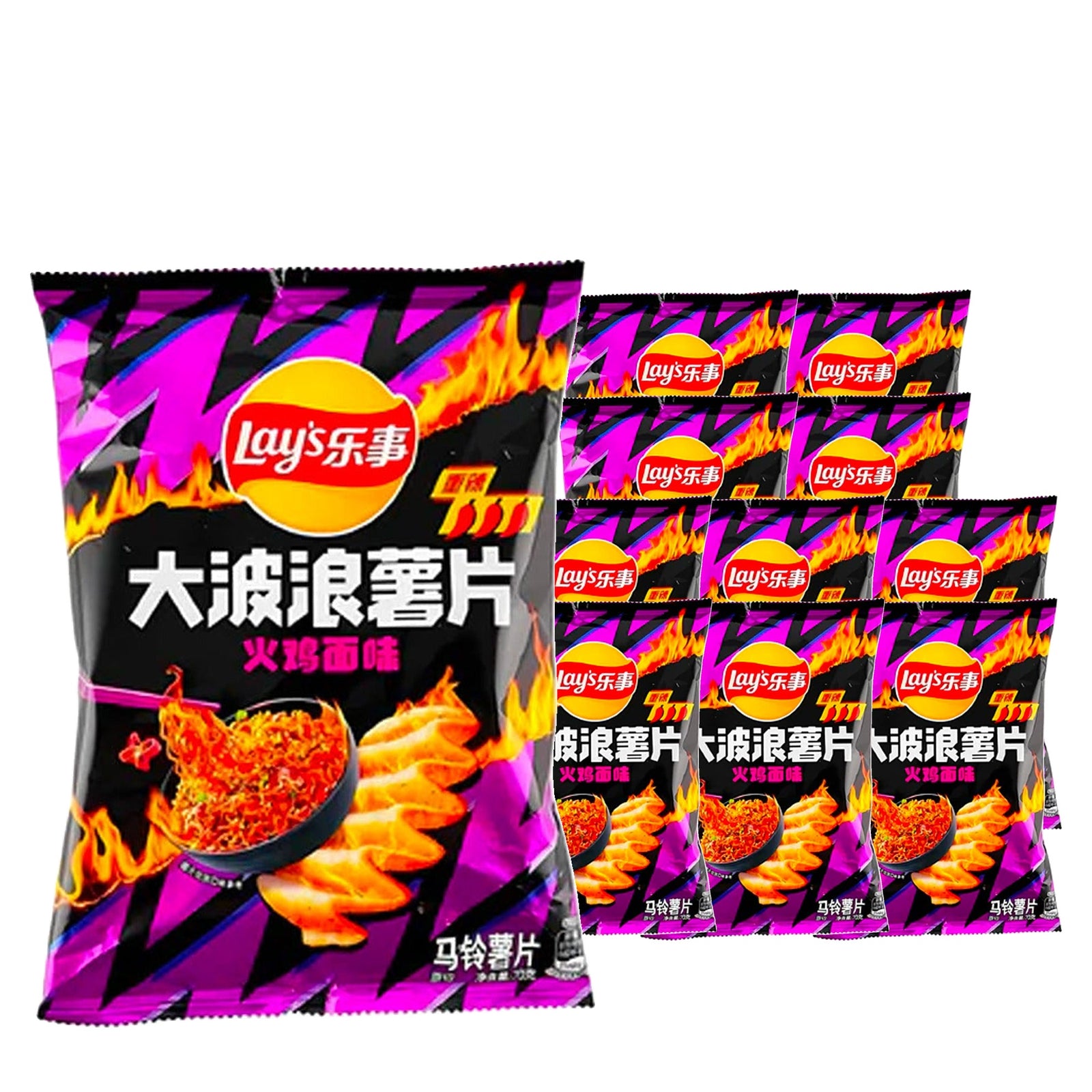 Lay's Wavy Buldak Spicy Chicken Ramen 70 g Case, 11 pack