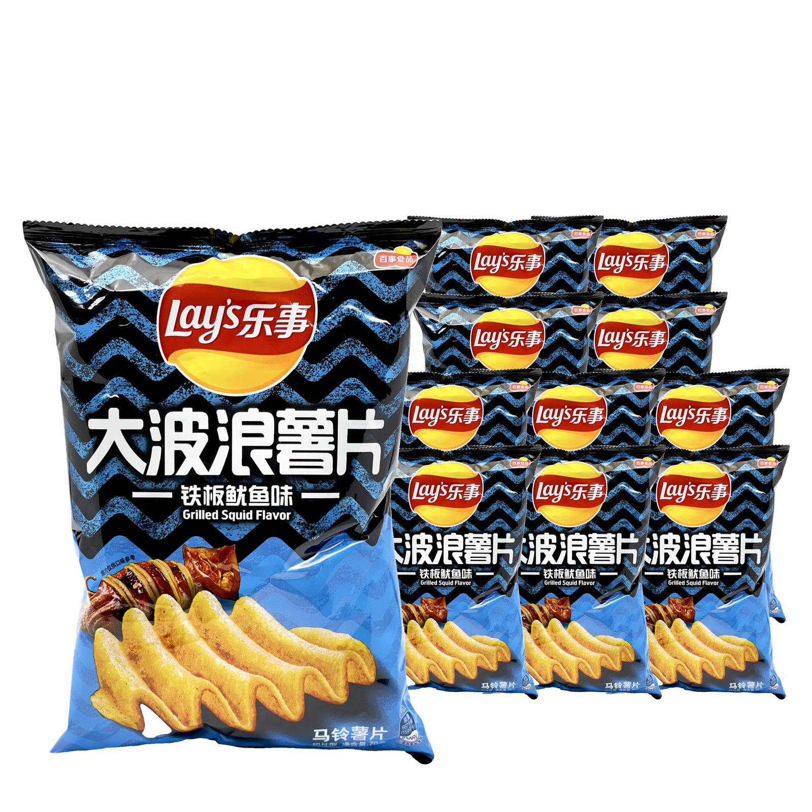 Lay's Wavy Grilled Squid 70 g / 2.49 oz case of 11 bags