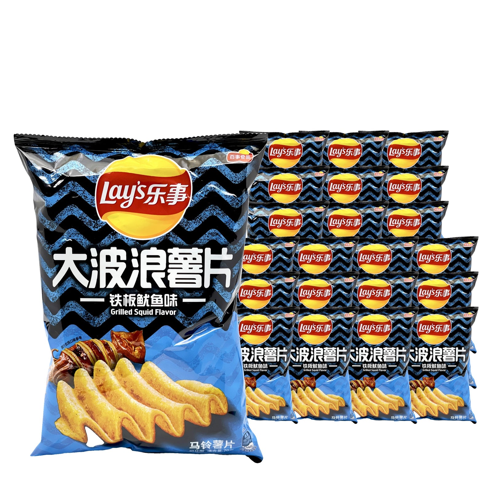 Lay's Wavy Grilled Squid 70 g / 2.49 oz case of 22 bags