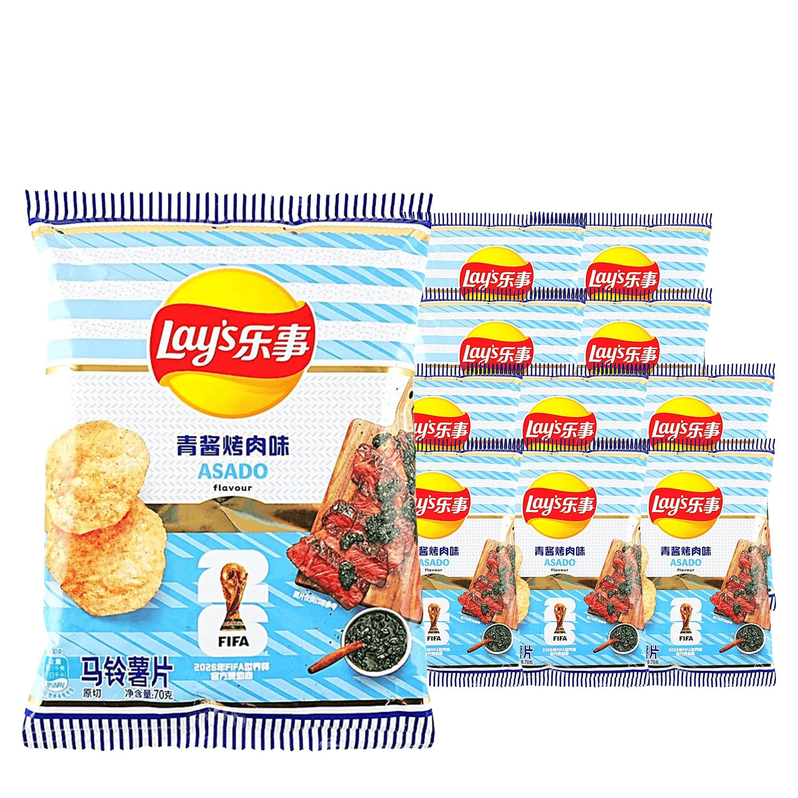Lay's World Cup Unlimited Argentina Chimichurri Asado 70 g Case, 11 pack