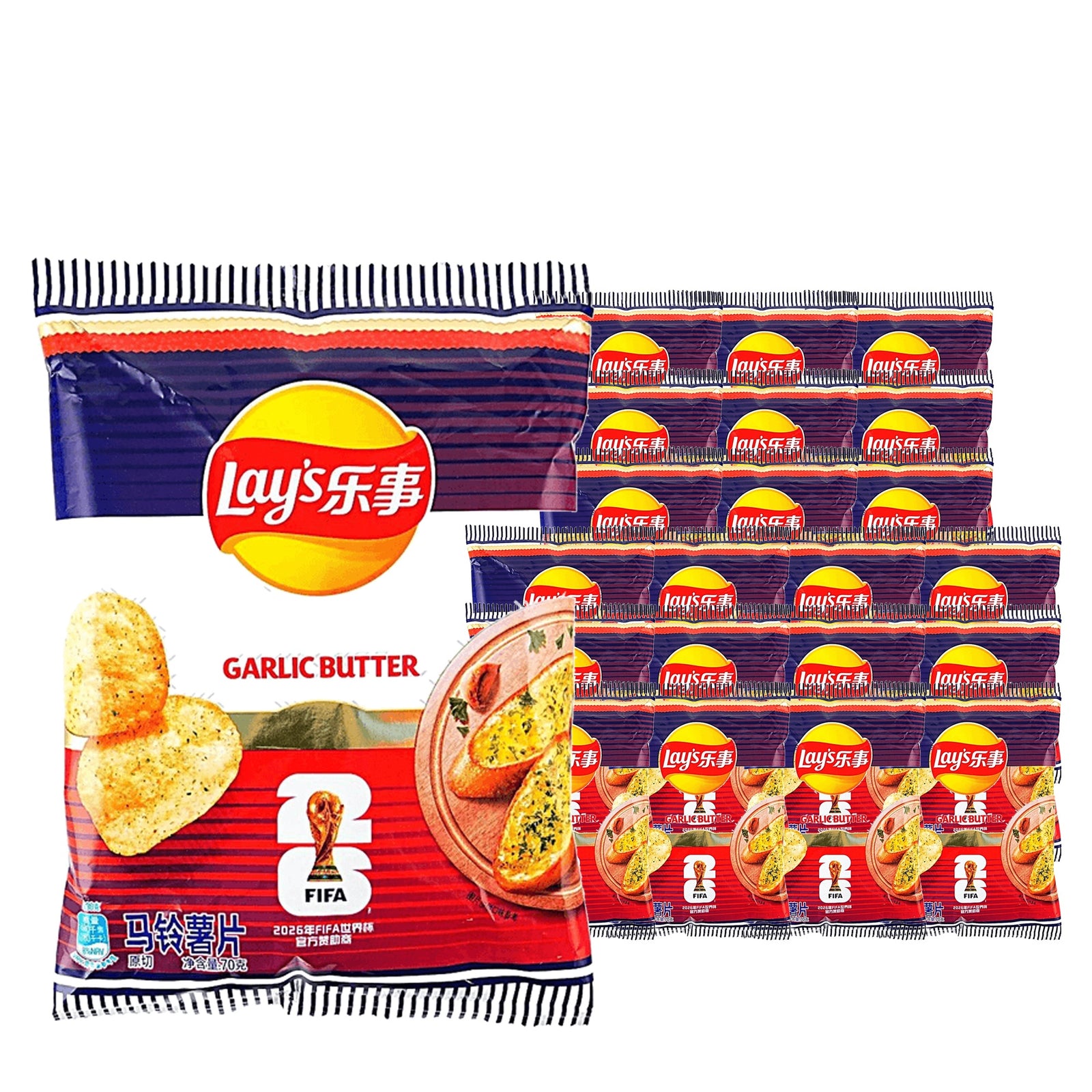 Lay's World Cup Unlimited French Garlic Butter 70 g / 2.47 oz case of 22 bags