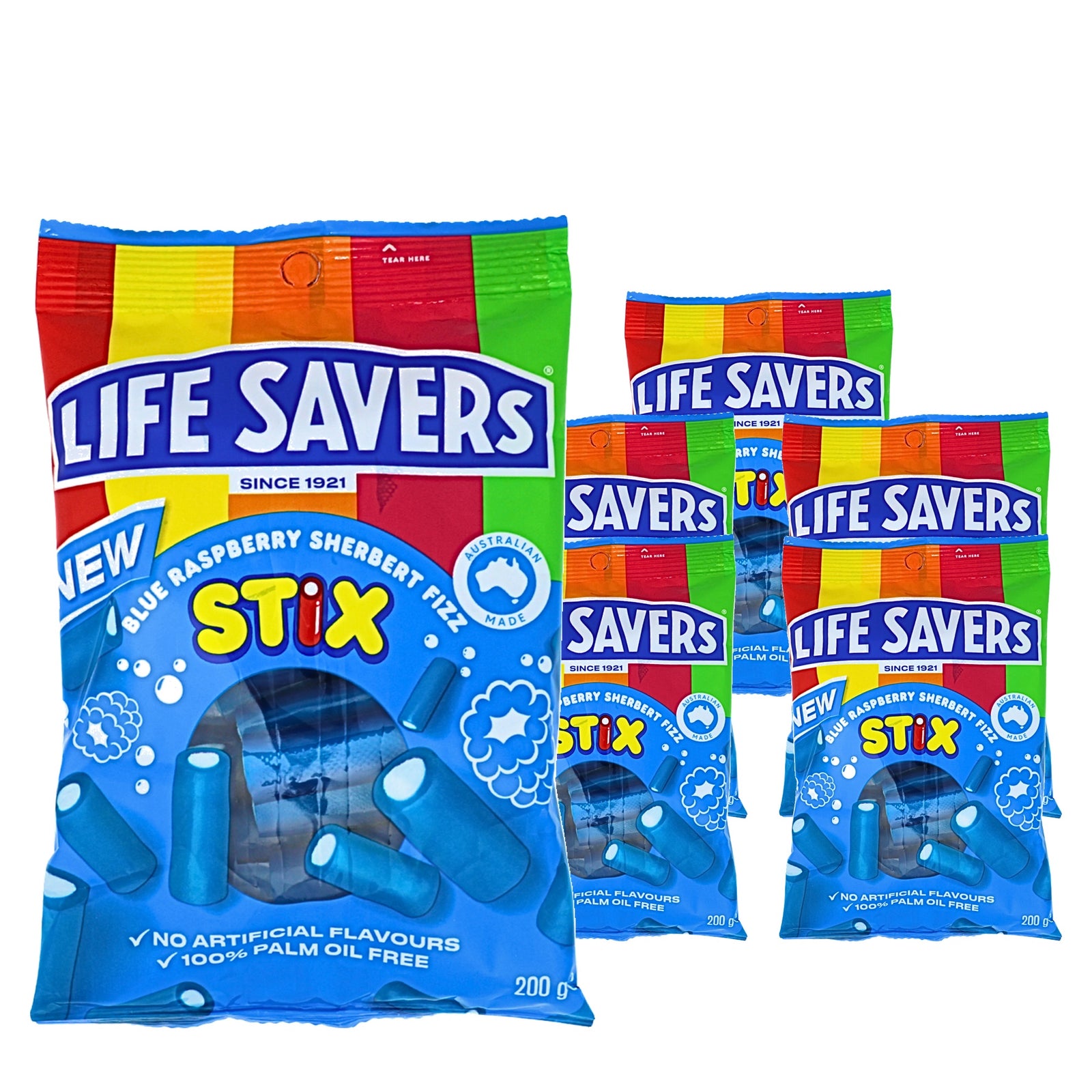 Life Savers Sherbert Fizz Stix Blue Raspberry 200 g Case, 6 pack