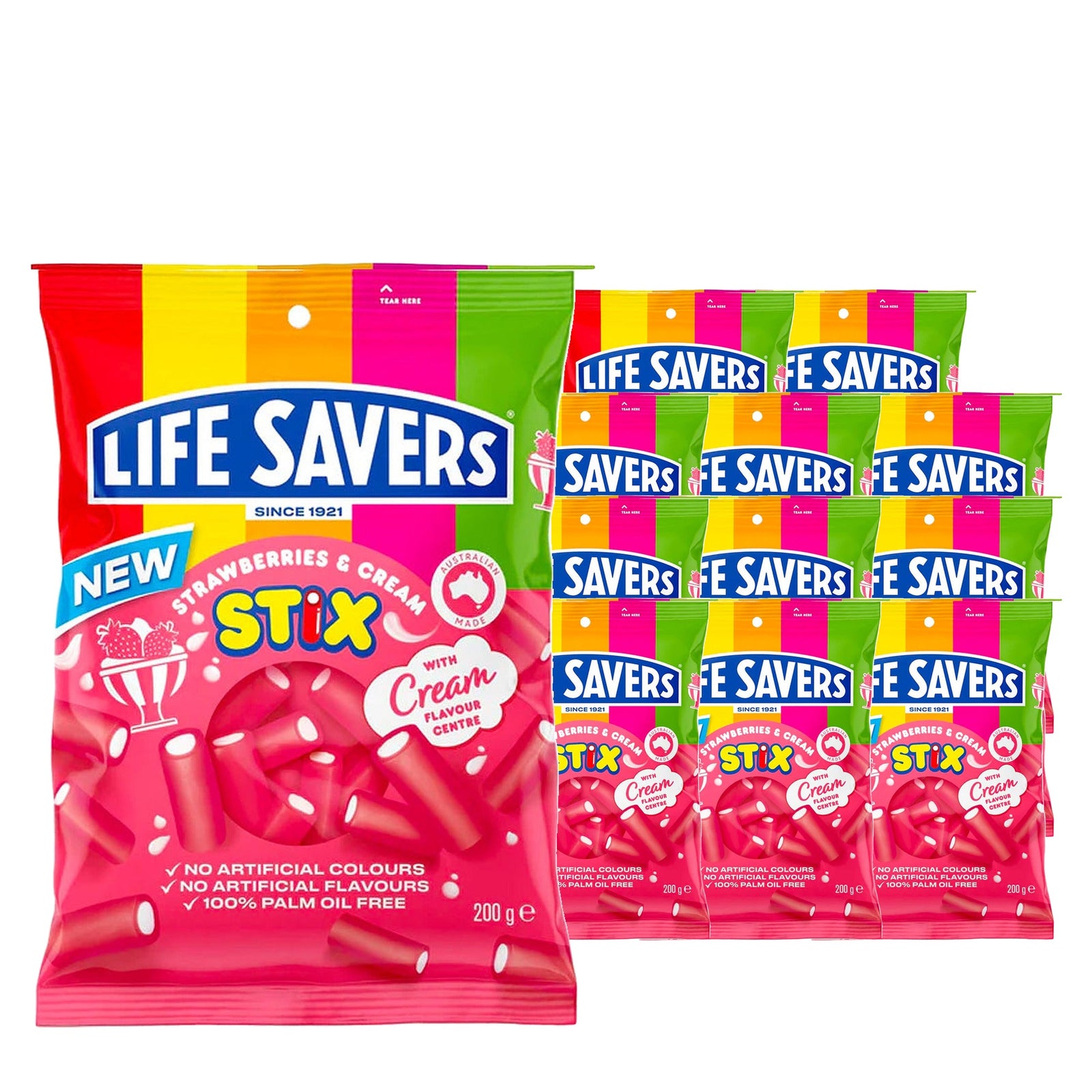 Life Savers Strawberries & Cream Stix 200 g Case, 12 pack