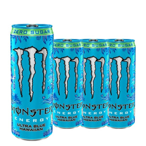 Monster Energy Ultra Blue Hawaiian Zero Sugar 12 oz case pack shot