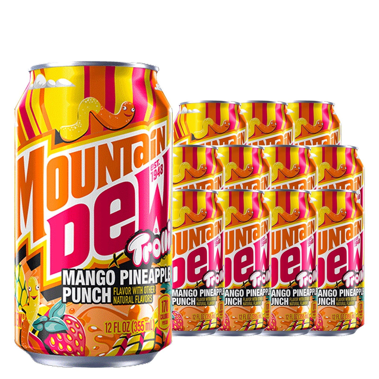 Mountain Dew Trolli Mango Pineapple Punch 355 mL / 12 fl oz case of 12 cans