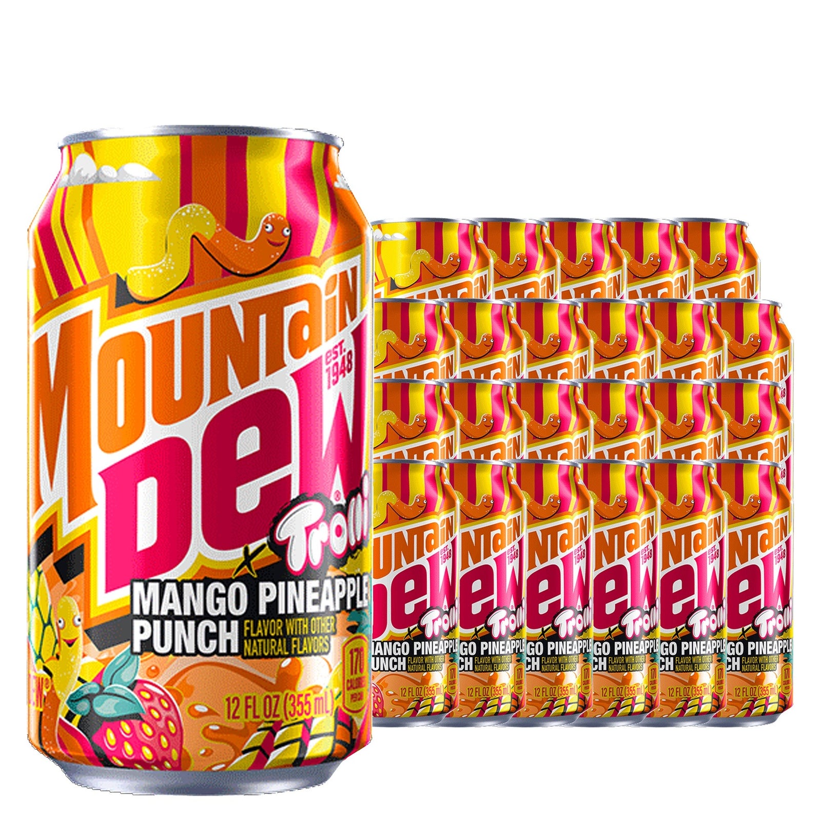Mountain Dew Trolli Mango Pineapple Punch 355 mL / 12 fl oz case of 24 cans
