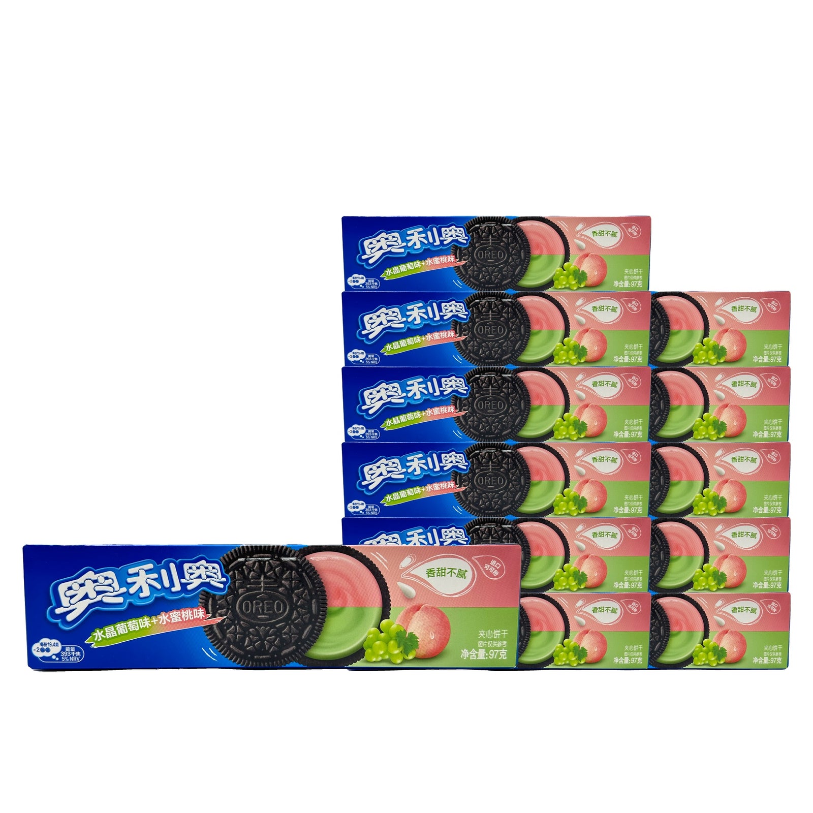 Oreo Crystal Grape Peach 97 g Case, 12 pack