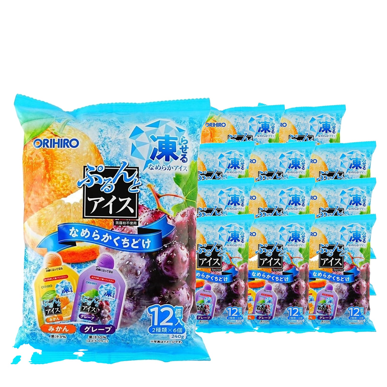 Orihiro Ice Orange & Grape Jelly 240 g Case, 12 pack