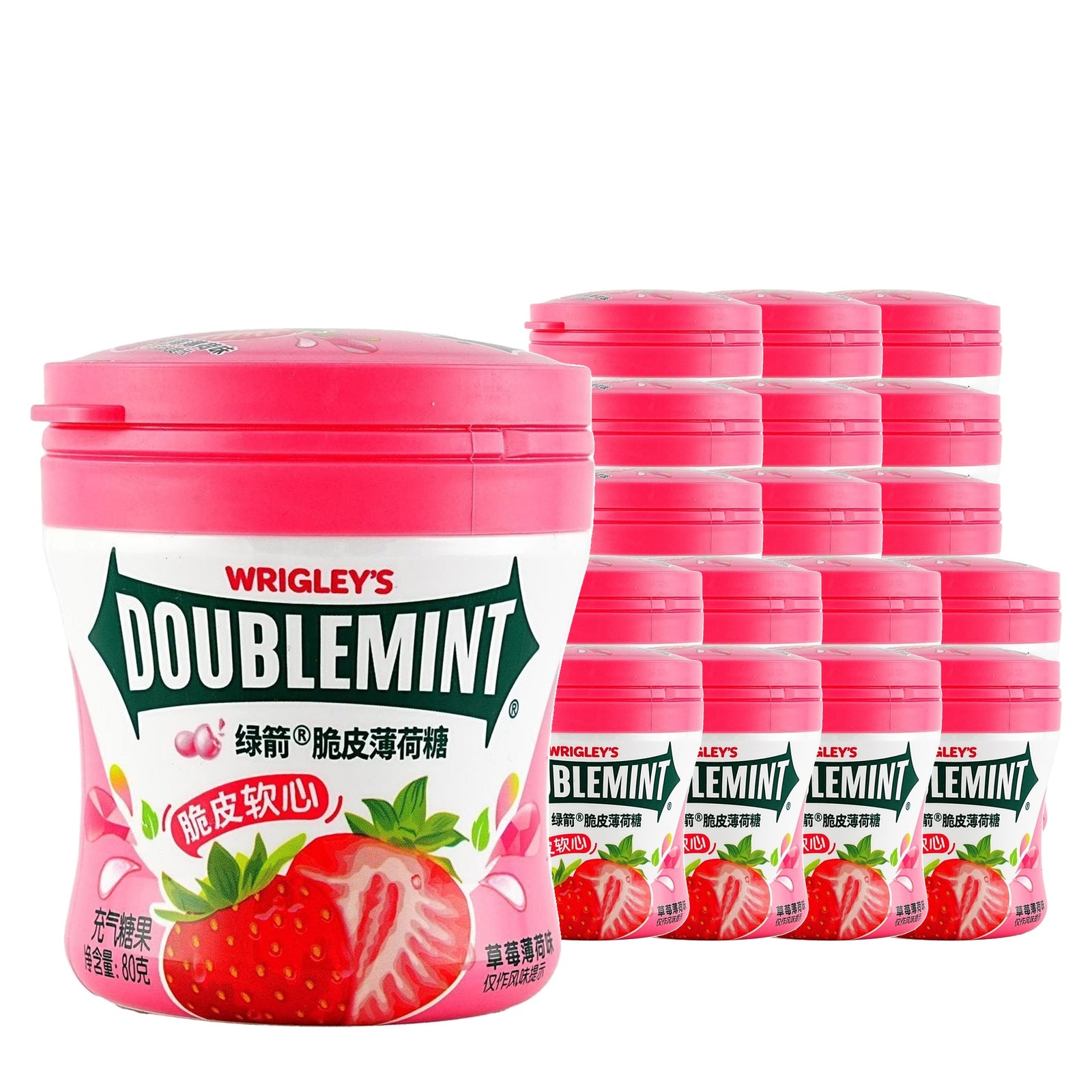 Wrigley's Doublemint Strawberry Candy 80 g Case, 18 pack