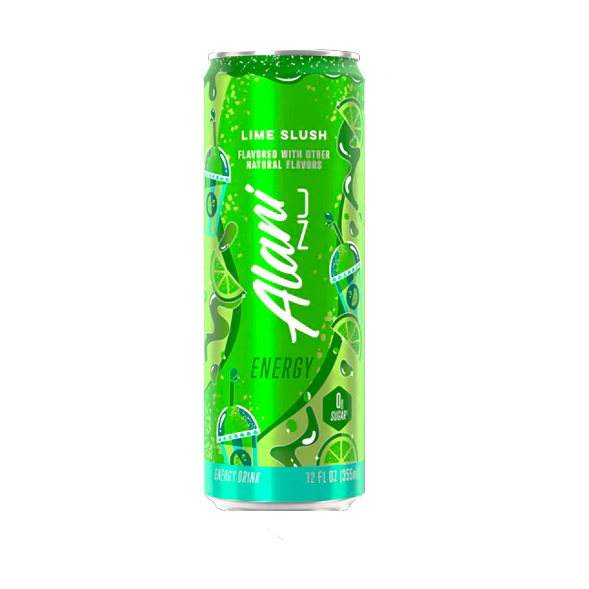 Alani Nu Energy Drink Lime Slush 12 oz, 12 Pack