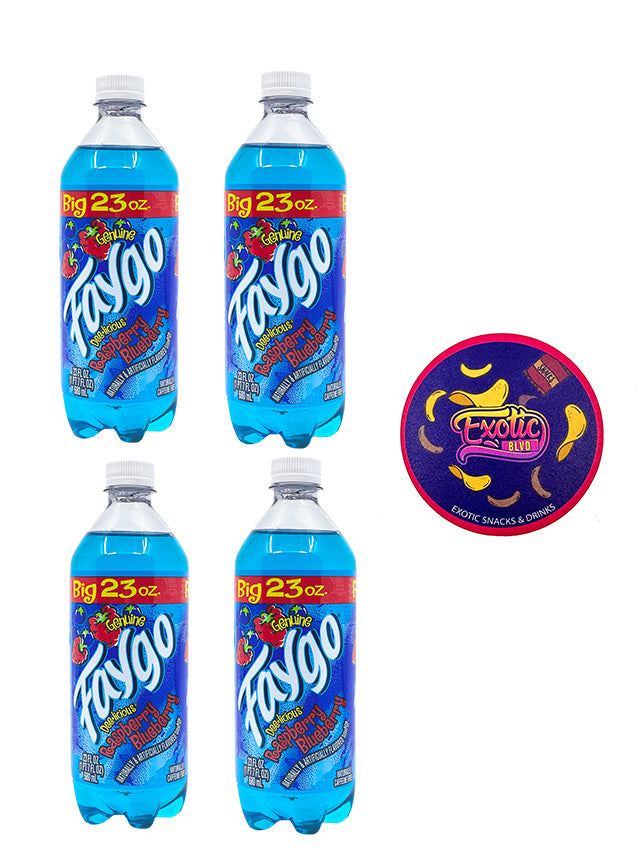 Faygo Raspberry Blueberry 23oz 4 Pack with Coaster (AMZ)