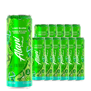 Alani Nu Energy Drink Lime Slush 12 oz case pack shot