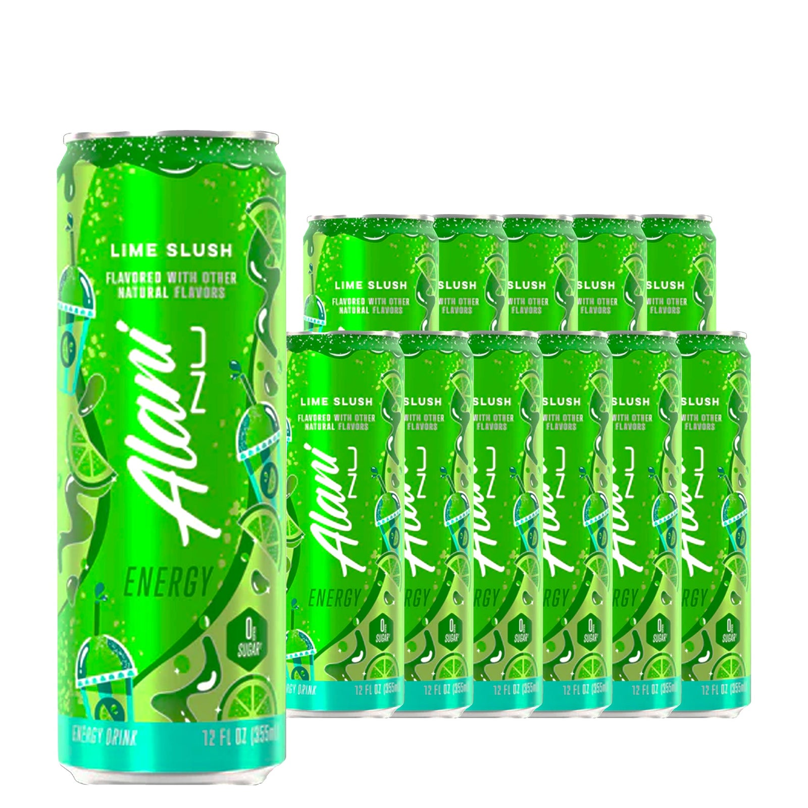 Alani Nu Energy Drink Lime Slush 12 oz, 12 Pack 12 Pack