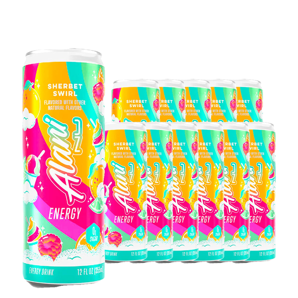 Alani Nu Energy Drink Sherbert Swirl 12 oz Case