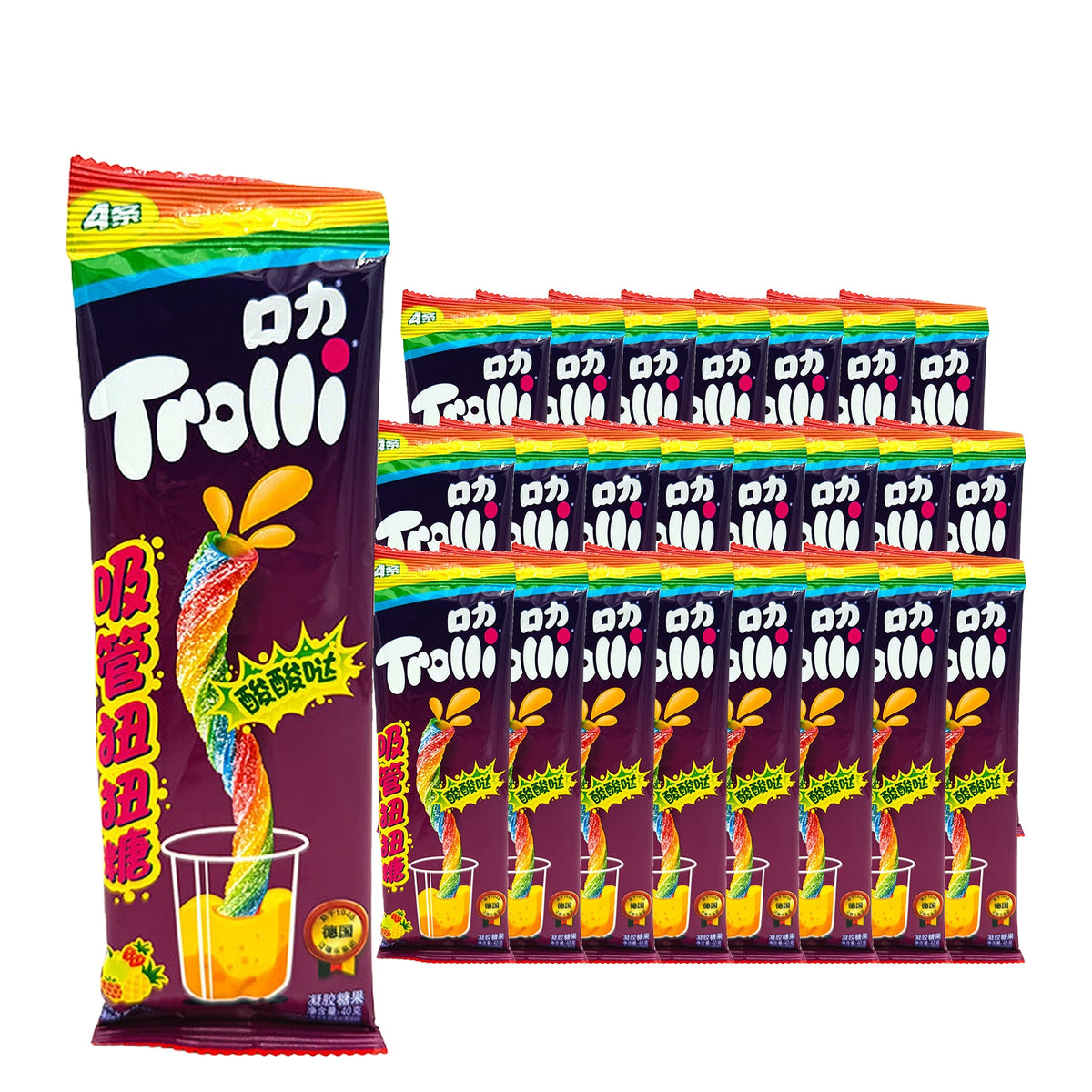 Trolli Rainbow Twisty Straws 40 g / 1.4 oz case of 24 bags