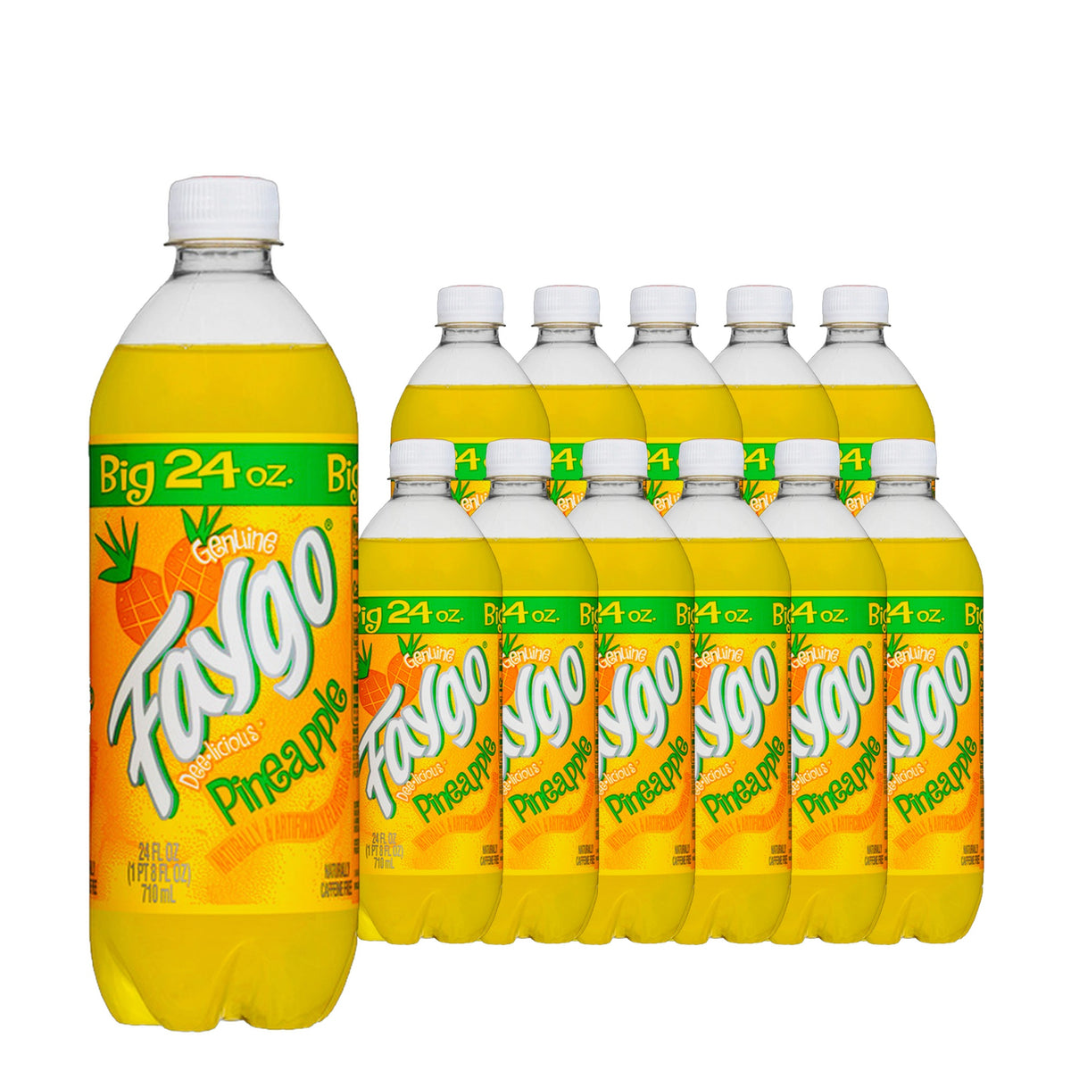 Faygo Pineapple 710 mL / 24 fl oz case of 12 plastic bottles