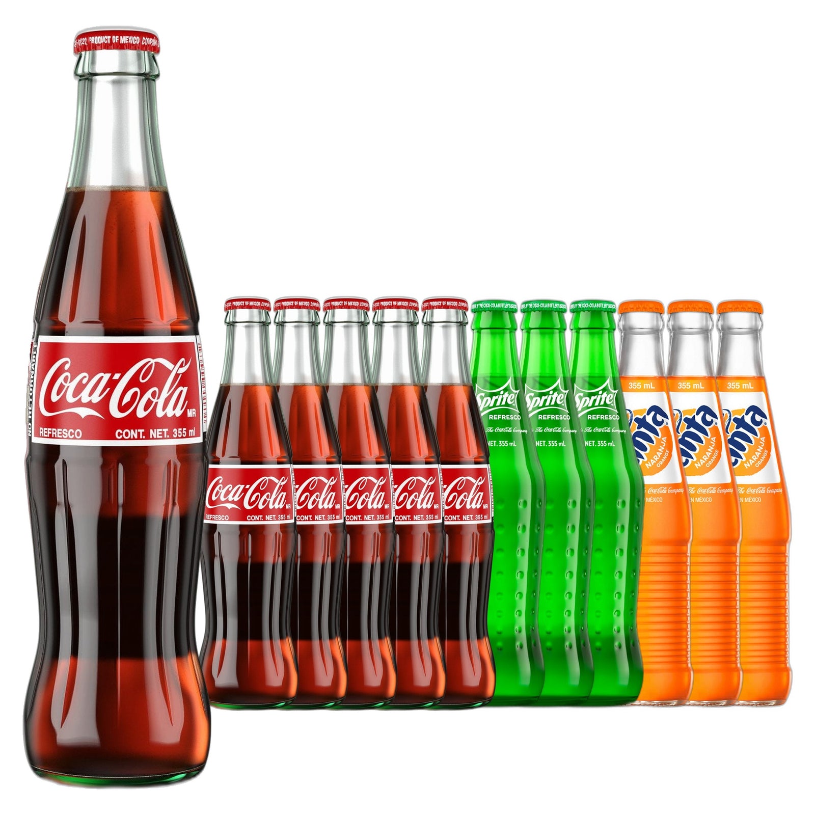Coca-Cola Mexican Coke Fiesta Glass Bottles 12 oz Case 12 Pack
