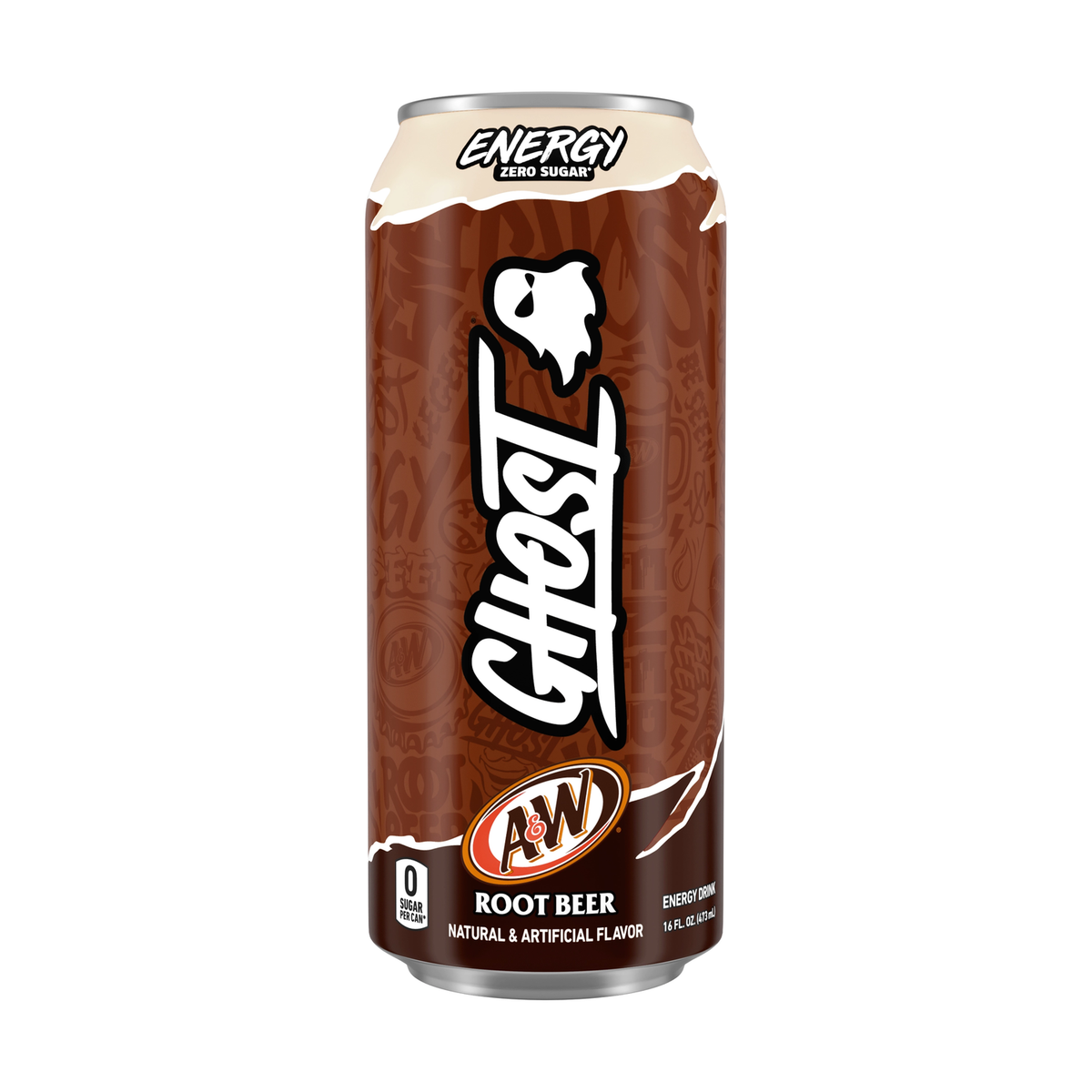 Ghost Energy Zero Sugar A&W Root Beer 16 fl oz (473 mL) can