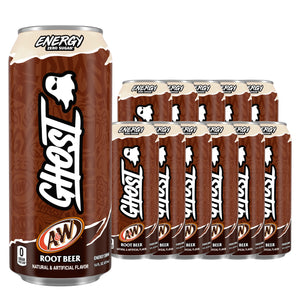 Ghost Energy Zero Sugar A&W Root Beer 16 fl oz (473 mL) cans, 12 pack