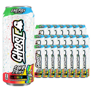 Ghost Energy Zero Sugar Sour Strips Rainbow 16 oz Case 24 Pack