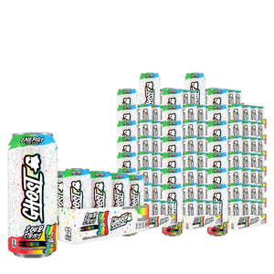 Ghost Energy Zero Sugar Sour Strips Rainbow 16 oz case pack shot