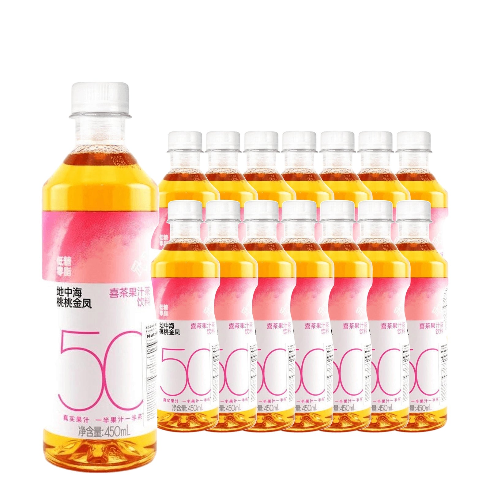 HEYTEA Peach Oolong 50% Tea 450 mL, 15 Pack
