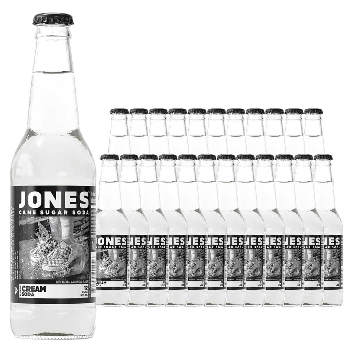Jones Soda Cream Cane Sugar 12 oz, 24 Pack