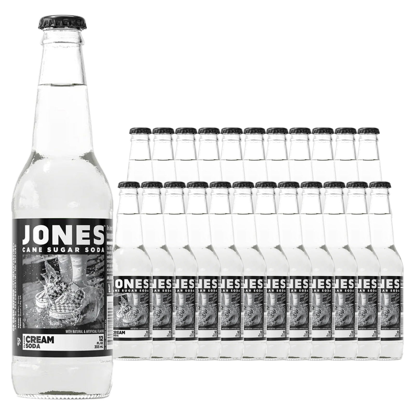 Jones Soda Cream Cane Sugar 12 oz, 24 Pack