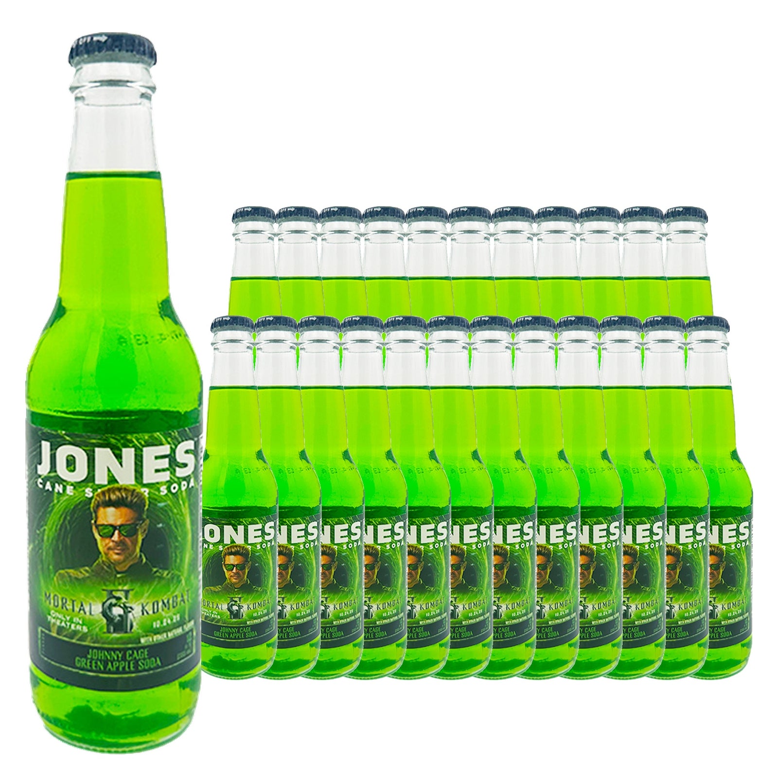 Jones Soda Johnny Cage Green Apple 12 oz, 24 Pack