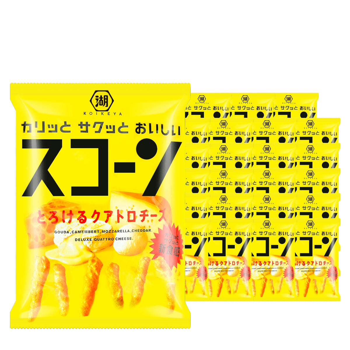 Koikeya Quattro Cheese Corn Puffs 78 g Case, 24 pack