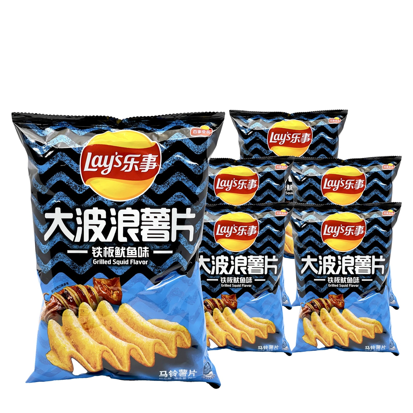 Lay's Wavy Grilled Squid 70 g / 2.49 oz case of 6 bags