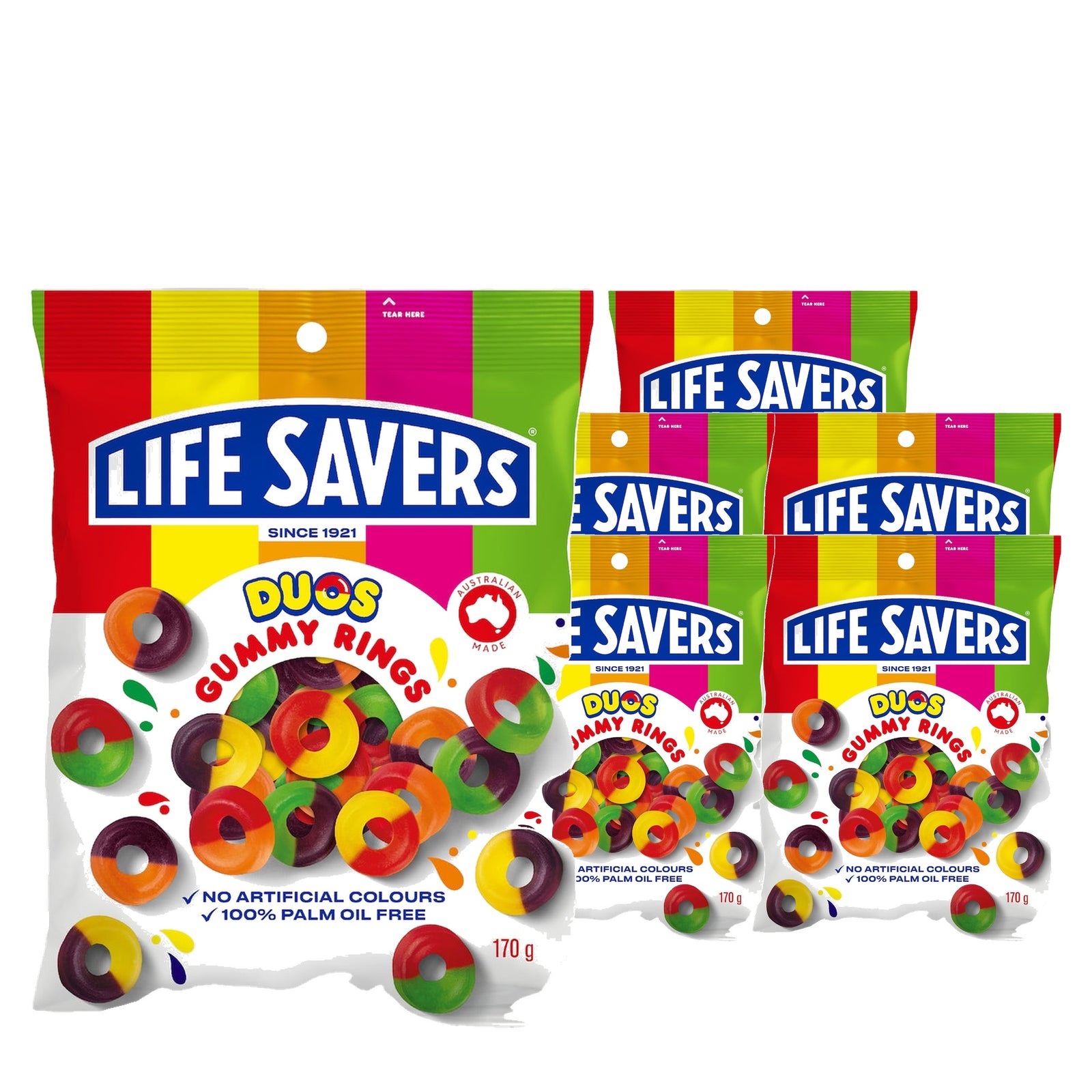 Life Savers Duos Gummy Rings 170 g Case, 6 pack