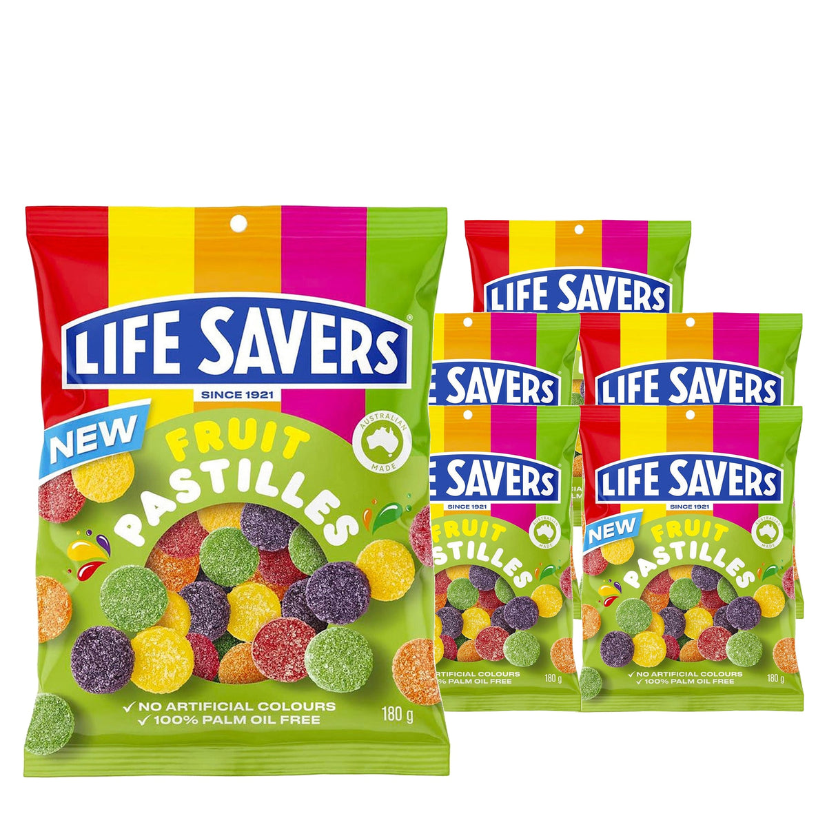 Life Savers Fruit Pastilles 180 g Case, 6 pack