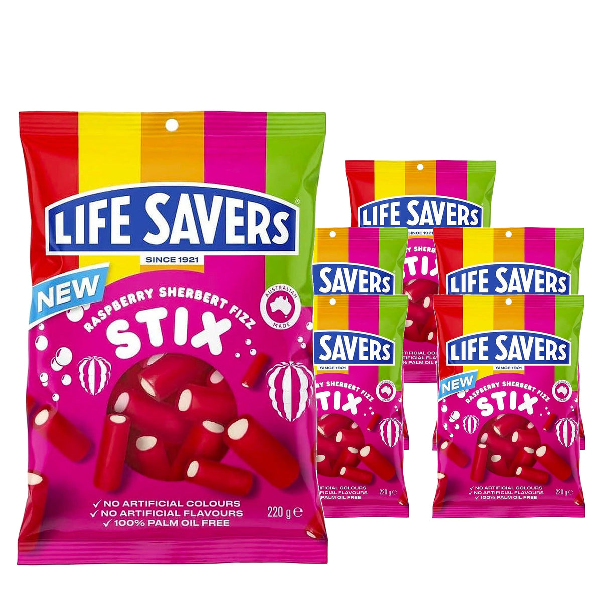 Life Savers Sherbert Fizz Stix Raspberry 200 g / 7.1 oz case of 6 bags