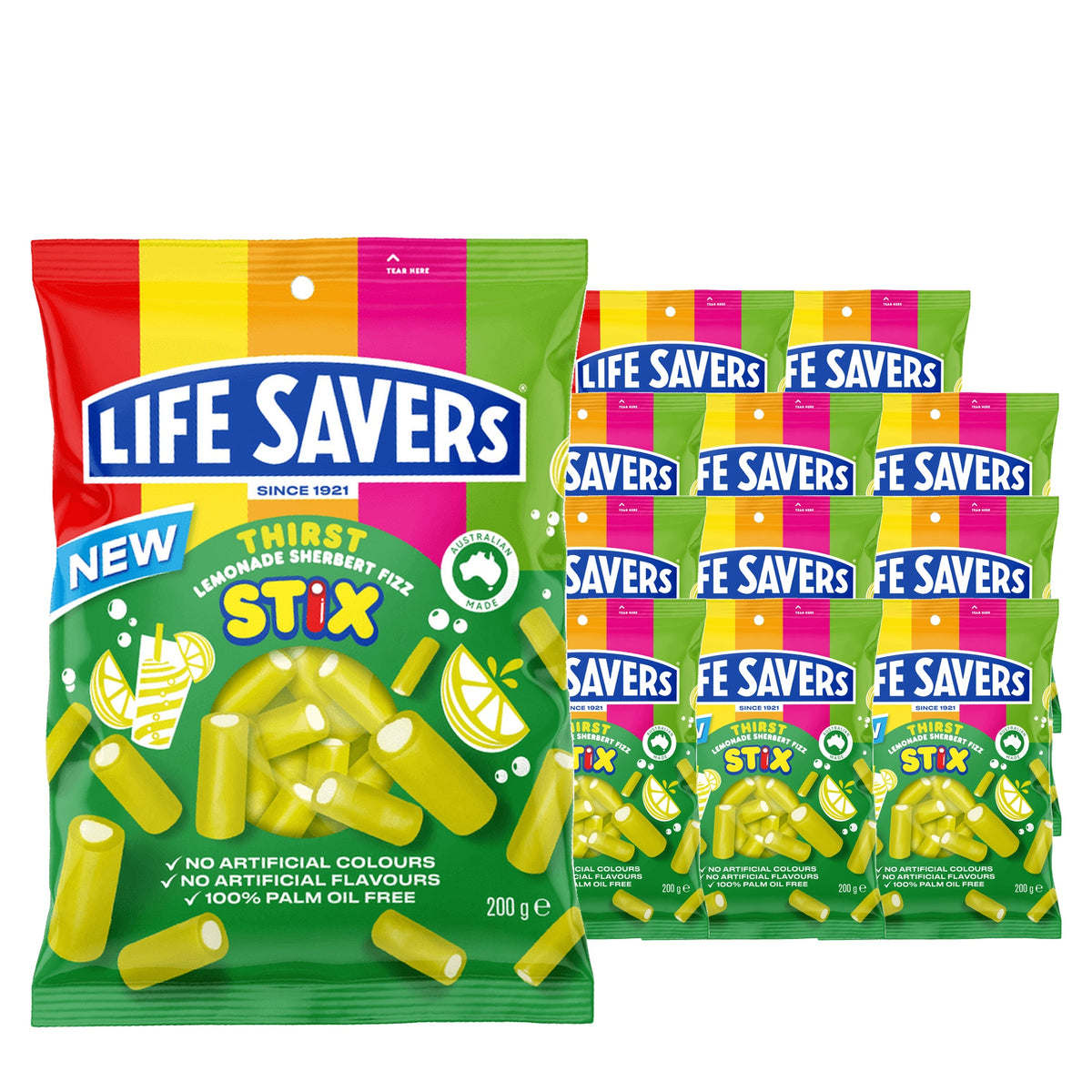 Life Savers Sherbert Fizz Stix Thirst Lemonade 200 g Case 12 Pack