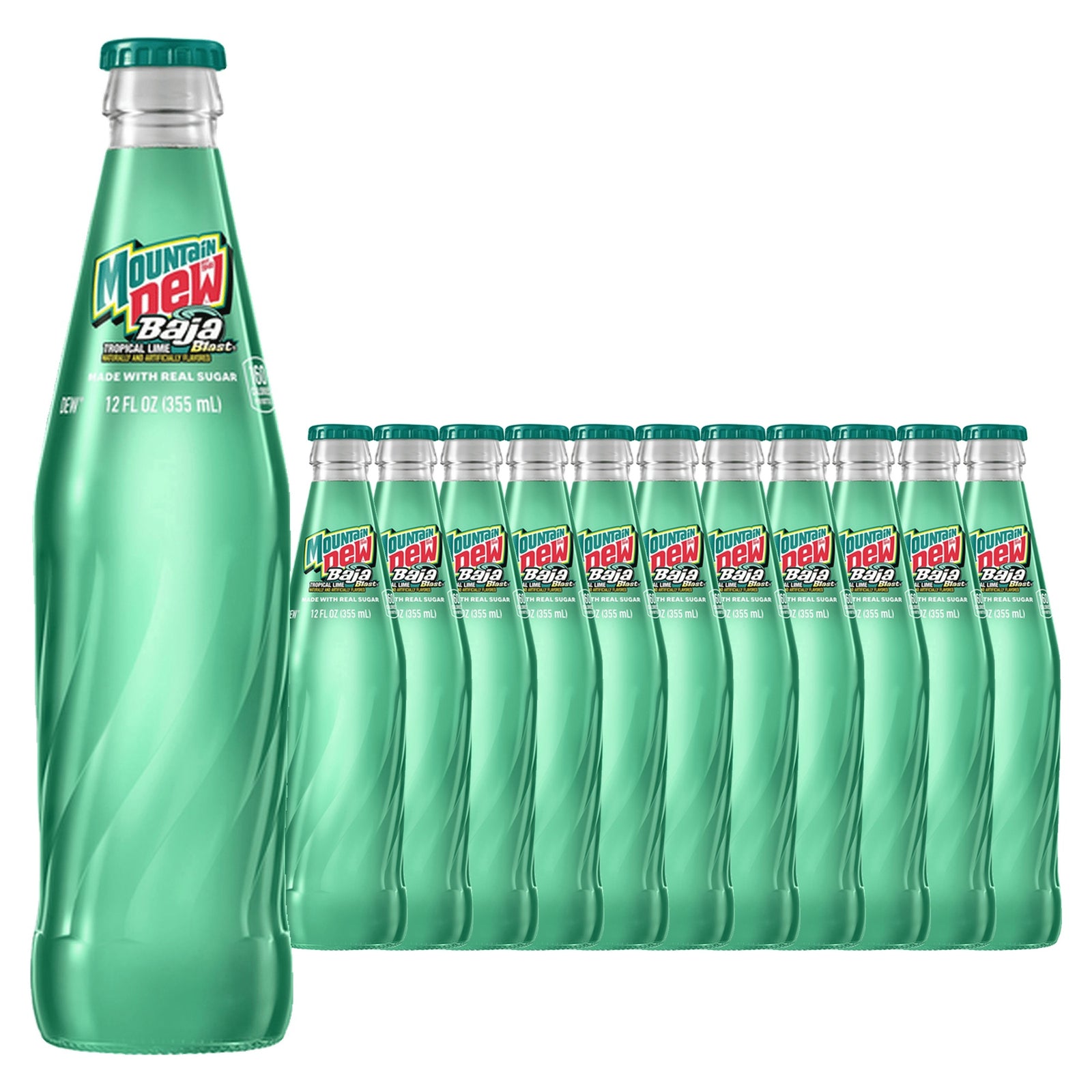 Mountain Dew Baja Tropical Lime Blast Real Sugar (Glass) 12 oz Case