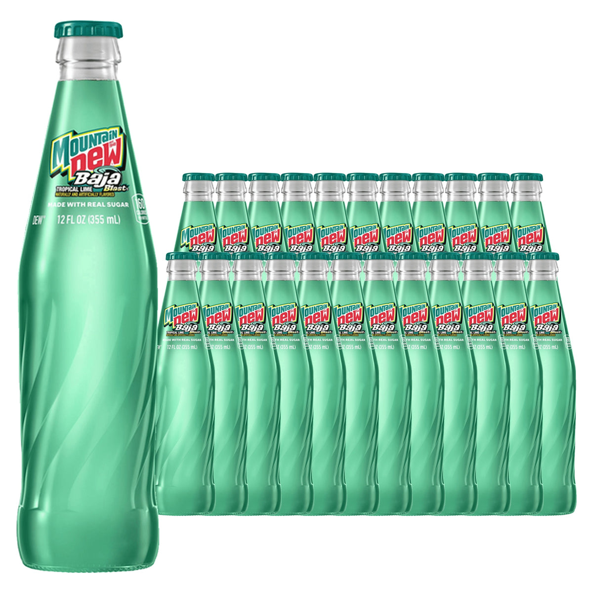 Mountain Dew Baja Tropical Lime Blast Real Sugar (Glass) 12 oz Case 24 Pack