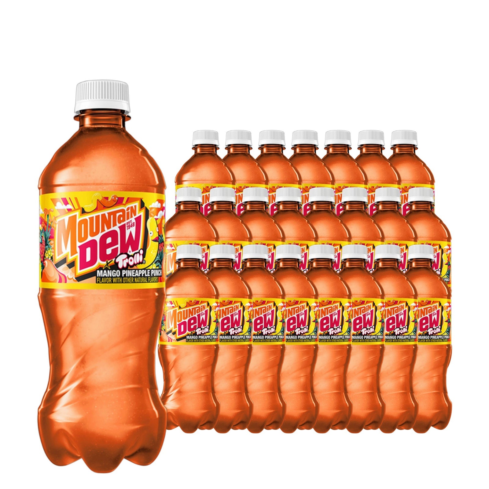 Mountain Dew Trolli Mango Pineapple Punch 591 mL / 20 fl oz case of 24 plastic bottles