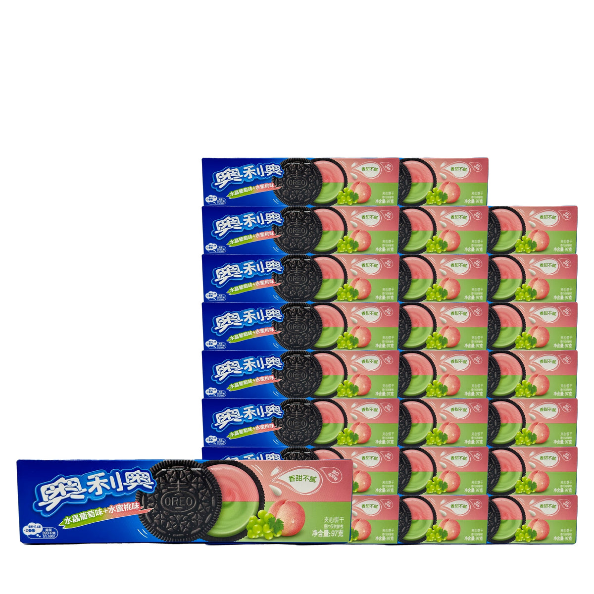 Oreo Crystal Grape Peach 97 g Case, 24 pack
