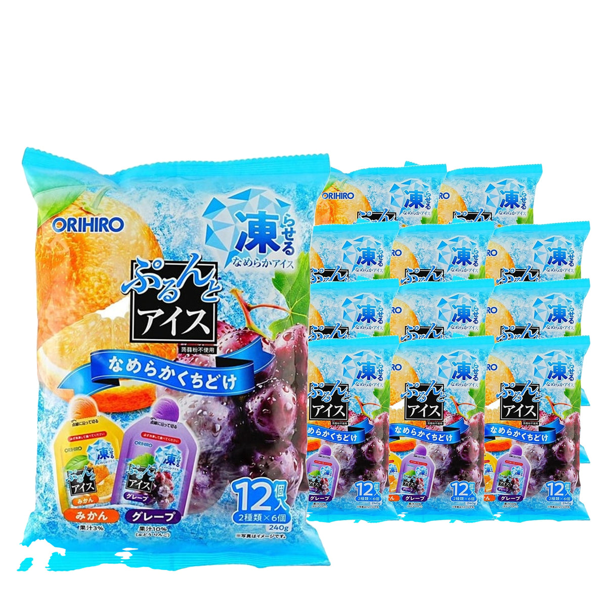 Orihiro Ice Orange & Grape Jelly 240 g Case, 12 pack