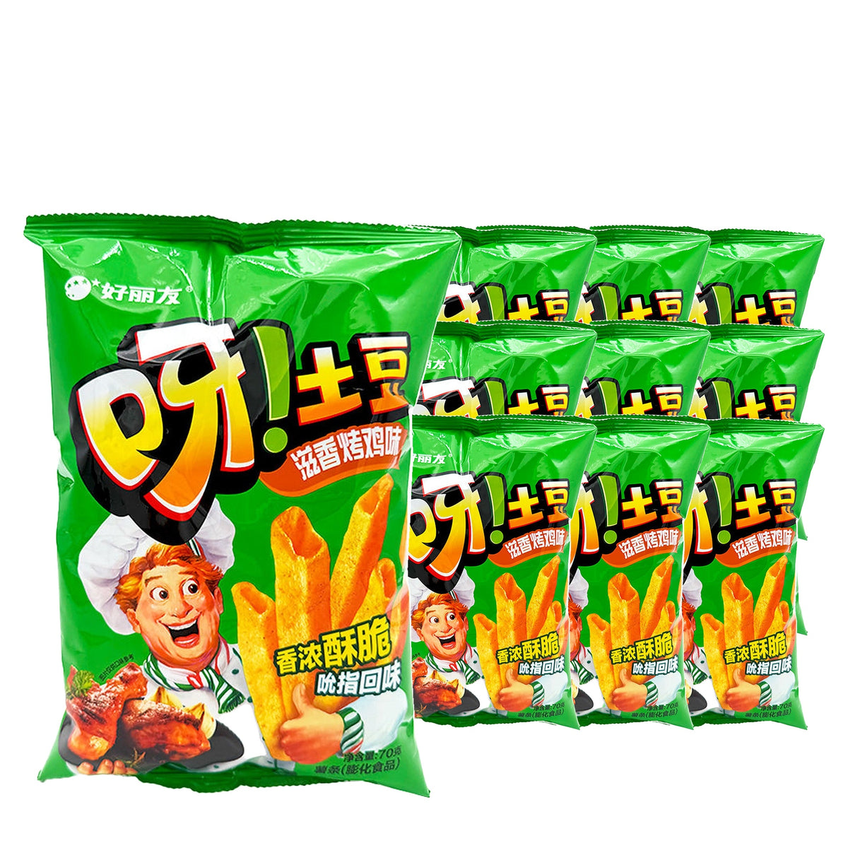 Orion Potato Sticks Grilled Chicken 70 g Case, 10 pack