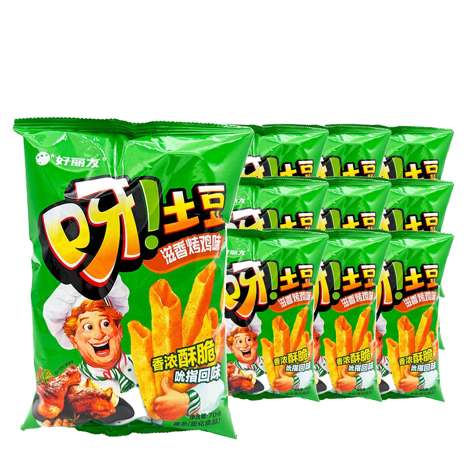 Orion Potato Sticks Grilled Chicken 70 g Case, 10 pack