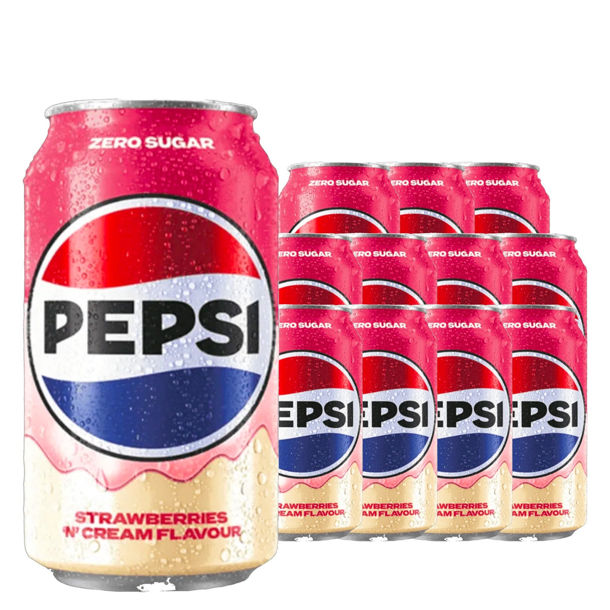 Pepsi Strawberry Milkshake Zero Sugar 325 mL / 11 fl oz case of 12 cans